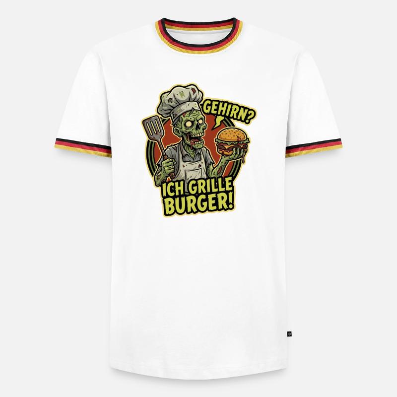 BrainChef Grille Burger - Men's Ringer Shirt - white/tricolour