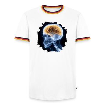 The other day at the X-ray - everything is fine - Men's Ringer Shirt - white/tricolour - Front - AI Model Female 172 light (172cm) & AI Model Male 185 light (185cm)