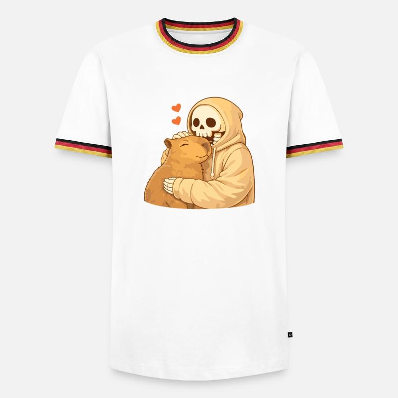 Cozy Skeleton with Capybara – Security - Men's Ringer Shirt - white/tricolour