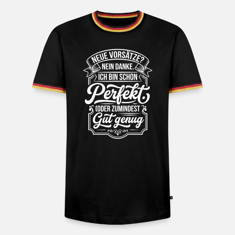 Perfekt oder gut genug Neujahrsscherz - Männer Kontrast-T-Shirt - Schwarz/Dreifarbig