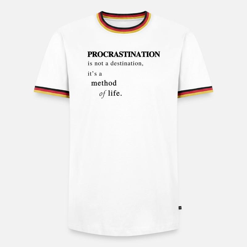 Prokrastination als Lebensmethode - Spruch - Männer Kontrast-T-Shirt - Weiß/Dreifarbig
