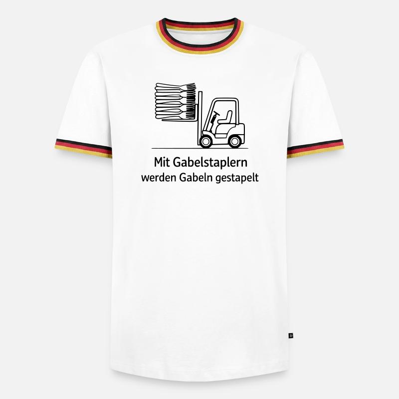 forklift pun fork stacking - Men's Ringer Shirt - white/tricolour