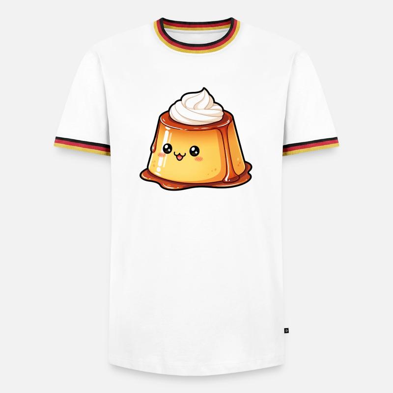 Kawaii Karamellpudding - Männer Kontrast-T-Shirt - Weiß/Dreifarbig