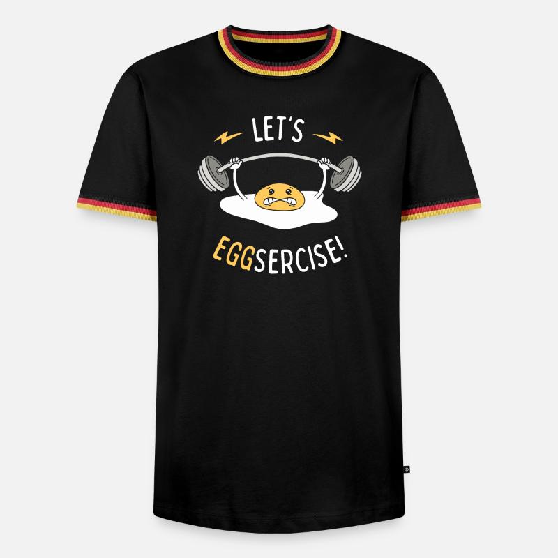Lasst uns Eggsercise! - Männer Kontrast-T-Shirt - Schwarz/Dreifarbig