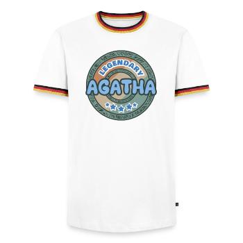 Agatha comme idée de cadeau - T-shirt contrasté Homme - blanc/tricolore - Devant - AI Model Female 172 light (172cm) & AI Model Male 185 light (185cm)
