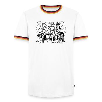 Dog Dog Edition dog rules - Men's Ringer Shirt - white/tricolour - Front - AI Model Female 172 light (172cm) & AI Model Male 185 light (185cm)