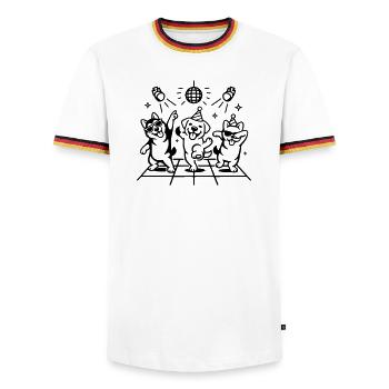 Dancing Party Dogs Kids Disco - Men's Ringer Shirt - white/tricolour - Front - AI Model Female 172 light (172cm) & AI Model Male 185 light (185cm)