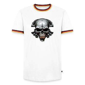 Ischadel dans un cercle rocheux - T-shirt contrasté Homme - blanc/tricolore - Devant - AI Model Female 172 light (172cm) & AI Model Male 185 light (185cm)