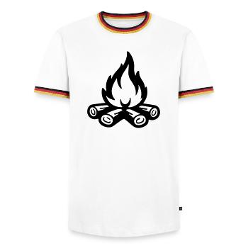Campfire Symbol Flame - Men's Ringer Shirt - white/tricolour - Front - AI Model Female 172 light (172cm) & AI Model Male 185 light (185cm)