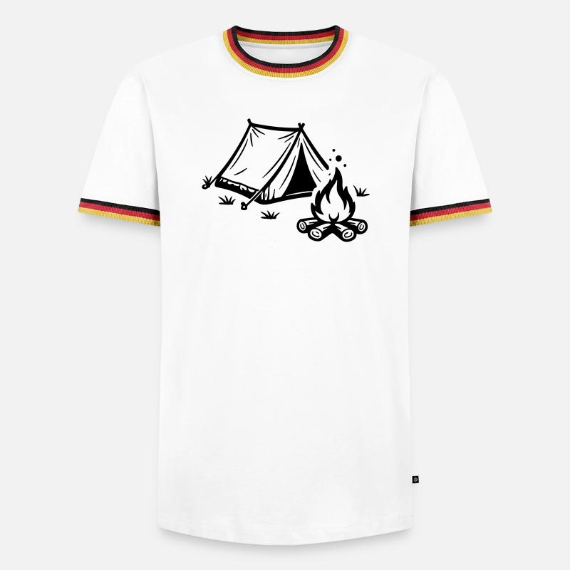 Tent Campfire Camping - Men's Ringer Shirt - white/tricolour