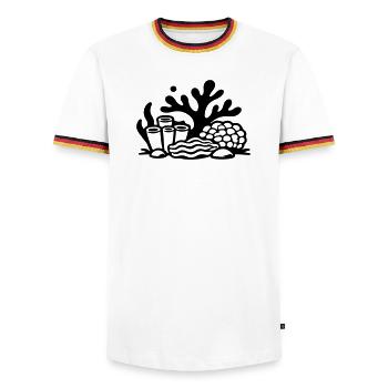 Océan récif corallien - T-shirt contrasté Homme - blanc/tricolore - Devant - AI Model Female 172 light (172cm) & AI Model Male 185 light (185cm)