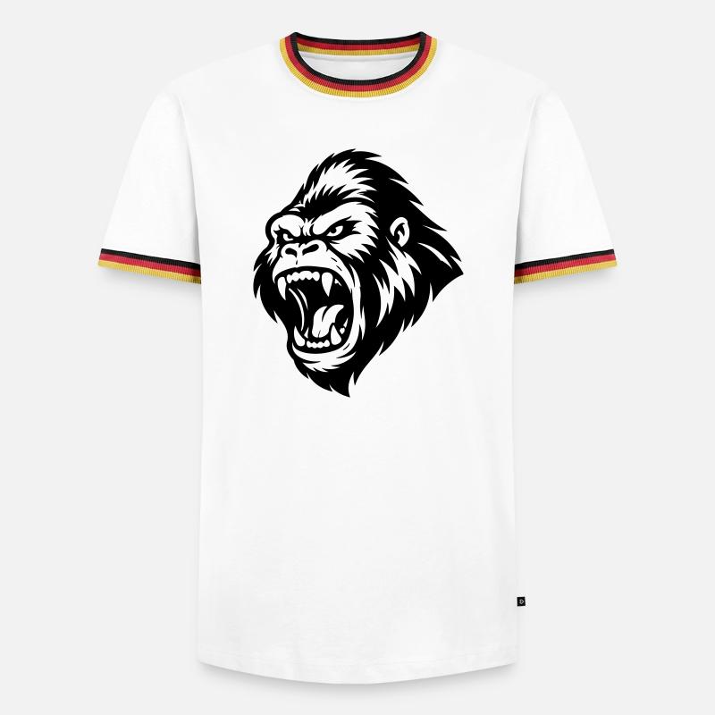 Gorilla Aggressiv - Männer Kontrast-T-Shirt - Weiß/Dreifarbig