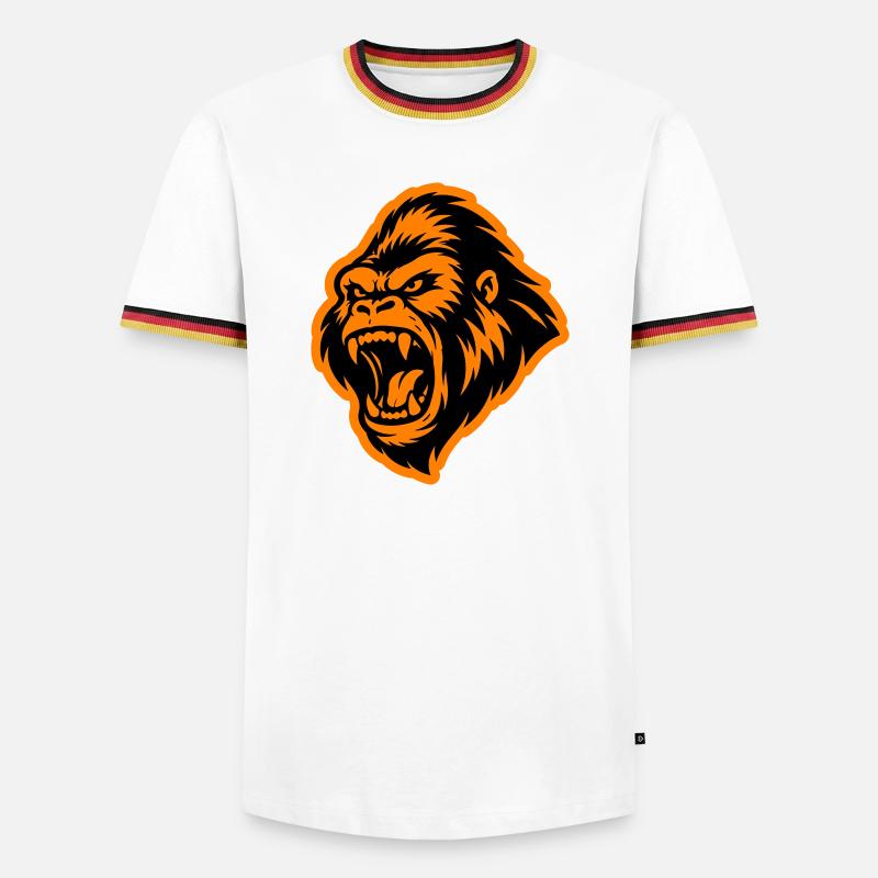 Gorilla Kopf - Männer Kontrast-T-Shirt - Weiß/Dreifarbig