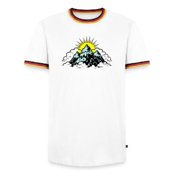 Mountains Alps Nature - Men's Ringer Shirt - white/tricolour - Front - AI Model Female 172 light (172cm) & AI Model Male 185 light (185cm)