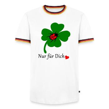 Trèfle avec coccinelle - T-shirt contrasté Homme - blanc/tricolore - Devant - AI Model Female 172 light (172cm) & AI Model Male 185 light (185cm)