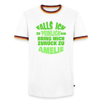 Cadeau pour Amélie - T-shirt contrasté Homme - blanc/tricolore - Devant - AI Model Female 172 light (172cm) & AI Model Male 185 light (185cm)