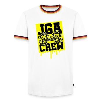 Jga Crew Junggesellen Affe - Männer Kontrast-T-Shirt - Weiß/Dreifarbig - Vorne - AI Model Female 172 light (172cm) & AI Model Male 185 light (185cm)
