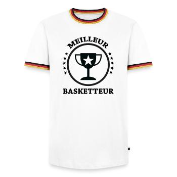 Best Basketball Player - Men's Ringer Shirt - white/tricolour - Front - AI Model Female 172 light (172cm) & AI Model Male 185 light (185cm)