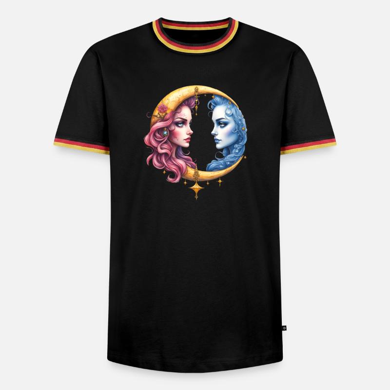 Twin Moon: Faces in Eclipse - Men's Ringer Shirt - black/tricolour