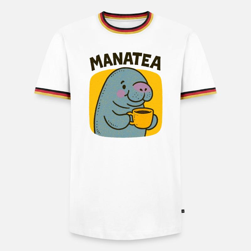 Manatea Cheer: Manatee Sips Tea - Men's Ringer Shirt - white/tricolour