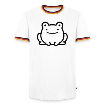 frog - Men's Ringer Shirt - white/tricolour - Front - AI Model Female 172 light (172cm) & AI Model Male 185 light (185cm)
