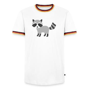 Style minimaliste curieux et mignon - T-shirt contrasté Homme - blanc/tricolore - Devant - AI Model Female 172 light (172cm) & AI Model Male 185 light (185cm)
