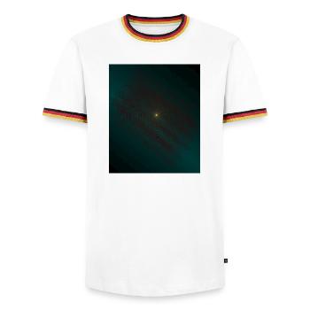 Spirale de lutte turquoise au centre - T-shirt contrasté Homme - blanc/tricolore - Devant - AI Model Female 172 light (172cm) & AI Model Male 185 light (185cm)