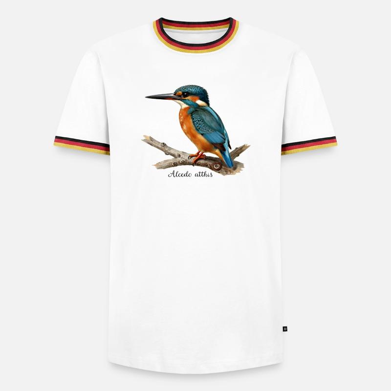 Bunter Eisvögel auf Ast - Männer Kontrast-T-Shirt - Weiß/Dreifarbig