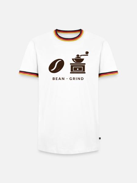 BEAN . GRIND . COFFEE . KAFFEE - Männer Kontrast-T-Shirt - Weiß/Dreifarbig