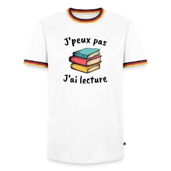 Bücher, Lesergeschenk-Idee, ich kann es nicht haben - Männer Kontrast-T-Shirt - Weiß/Dreifarbig - Vorne - AI Model Female 172 light (172cm) & AI Model Male 185 light (185cm)