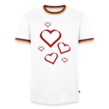 Valentinstag, Valentinstag, Valentinstag - Männer Kontrast-T-Shirt - Weiß/Dreifarbig - Vorne - AI Model Female 172 light (172cm) & AI Model Male 185 light (185cm)