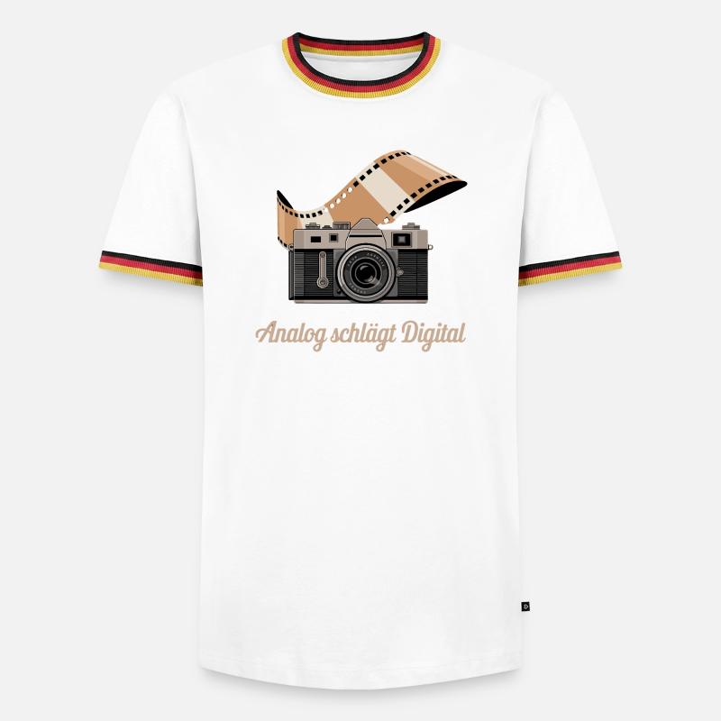 Analog Beats Digital Retro Camera - Men's Ringer Shirt - white/tricolour