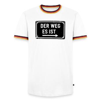 La Voie Est - C’est La Voie - Voie Lactée - T-shirt contrasté Homme - blanc/tricolore - Devant - AI Model Female 172 light (172cm) & AI Model Male 185 light (185cm)