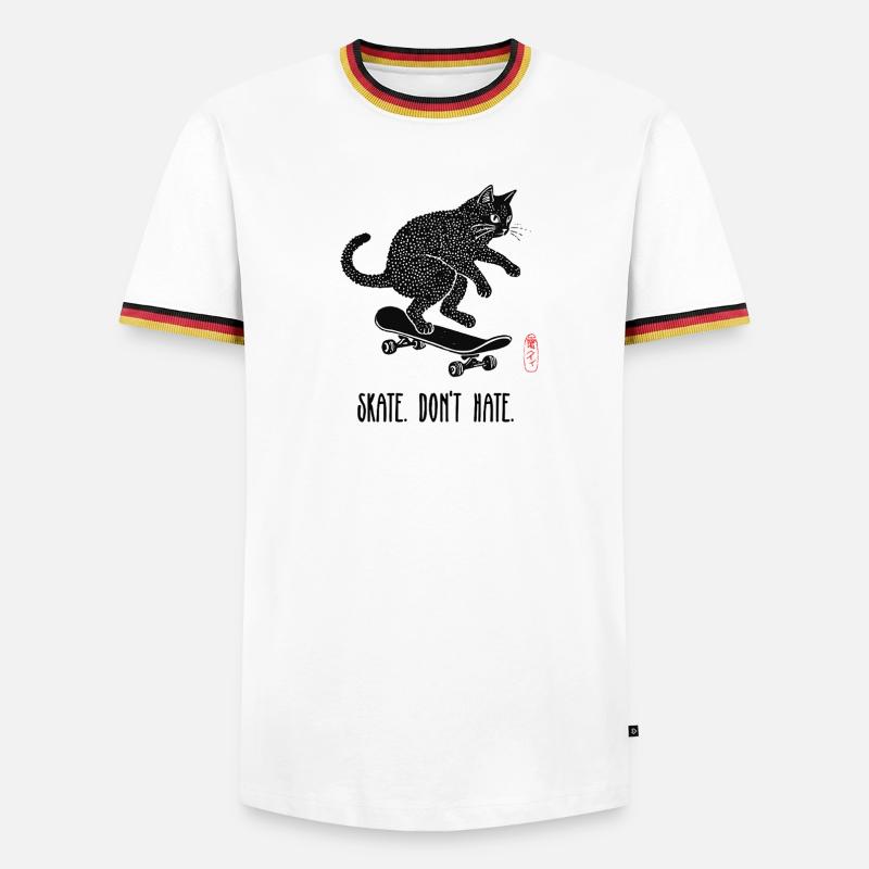 Skate, Don't Hate Kätzchen - Männer Kontrast-T-Shirt - Weiß/Dreifarbig