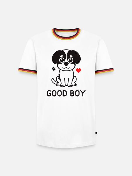 Bon garçon – Motif du chien mignon - T-shirt contrasté Homme - blanc/tricolore