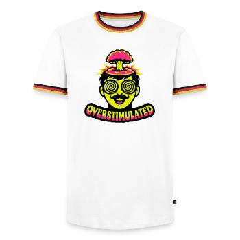 Overstimulated Neon Head - Men's Ringer Shirt - white/tricolour - Front - AI Model Female 172 light (172cm) & AI Model Male 185 light (185cm)