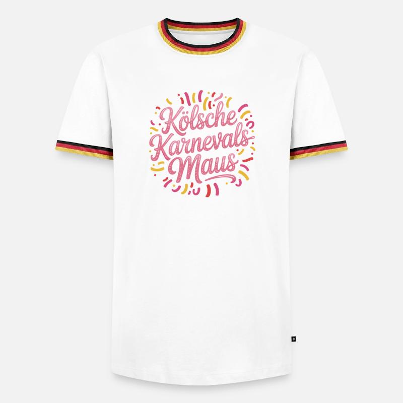 Kölsche Karnevalsmaus Karneval Köln Kölner Maus - Männer Kontrast-T-Shirt - Weiß/Dreifarbig