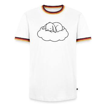 Vecteur de contour de nuage de Sleeping Bunny - T-shirt contrasté Homme - blanc/tricolore - Devant - AI Model Female 172 light (172cm) & AI Model Male 185 light (185cm)