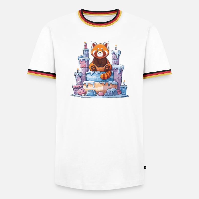 Roter Panda auf Eis-Torte - Men's Ringer Shirt - white/tricolour