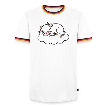Sleeping Cow Cloud Dream Baby - Men's Ringer Shirt - white/tricolour - Front - AI Model Female 172 light (172cm) & AI Model Male 185 light (185cm)