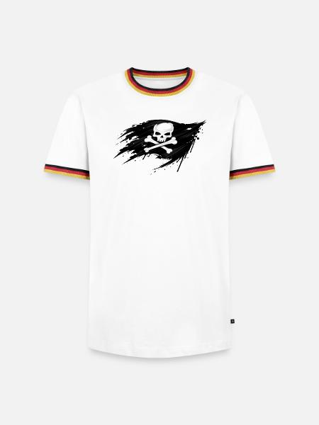 Skull Flag – Pirate Symbol - Men's Ringer Shirt - white/tricolour