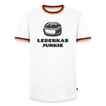 Leberkäs Junkie - A dicke Scheim is Pflicht! - Men's Ringer Shirt - white/tricolour - Front - AI Model Female 172 light (172cm) & AI Model Male 185 light (185cm)