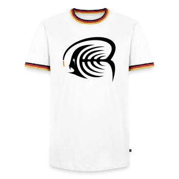 Frogfish - Men's Ringer Shirt - white/tricolour - Front - AI Model Female 172 light (172cm) & AI Model Male 185 light (185cm)