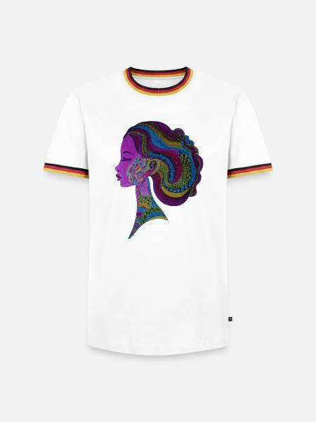 Farbenfrohes Dreadlocks-Porträt - Männer Kontrast-T-Shirt - Weiß/Dreifarbig