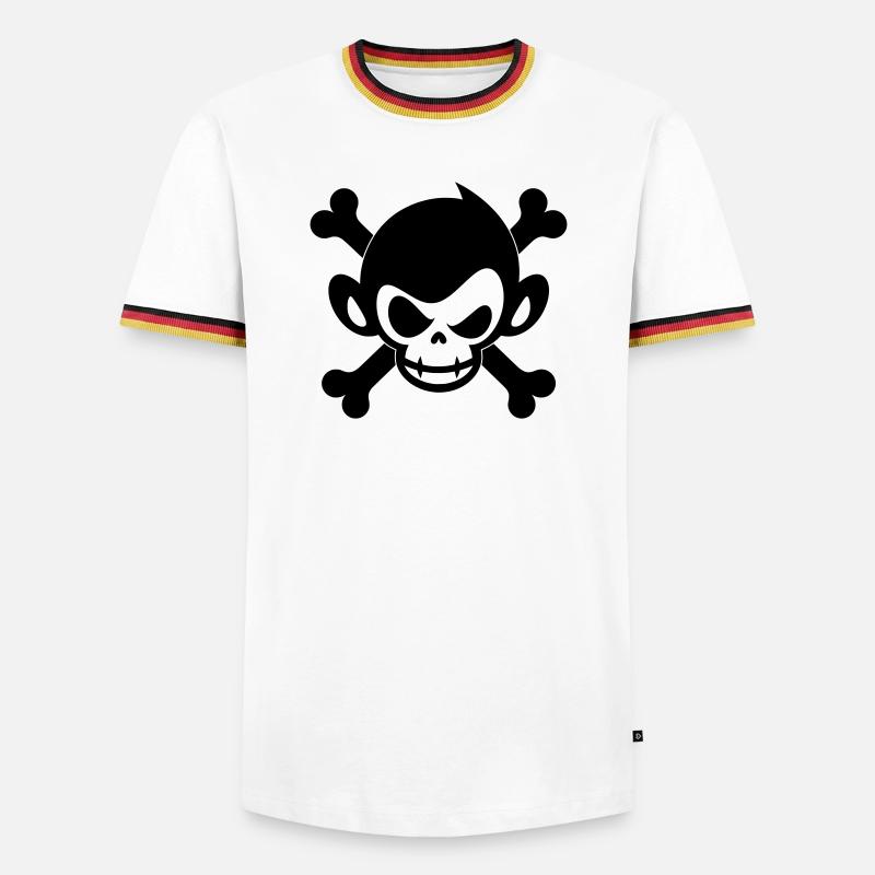 Skull Monkey Pirate Icon - Men's Ringer Shirt - white/tricolour