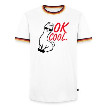 OK Cool Llama Sunglasses Sitting Funny Naughty - Men's Ringer Shirt - white/tricolour - Front - AI Model Female 172 light (172cm) & AI Model Male 185 light (185cm)