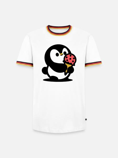 Kleiner Pinguin mit Eis - Men's Ringer Shirt - white/tricolour