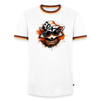 Renard cool avec une casquette et des lunettes de soleil - T-shirt contrasté Homme - blanc/tricolore - Devant - AI Model Female 172 light (172cm) & AI Model Male 185 light (185cm)