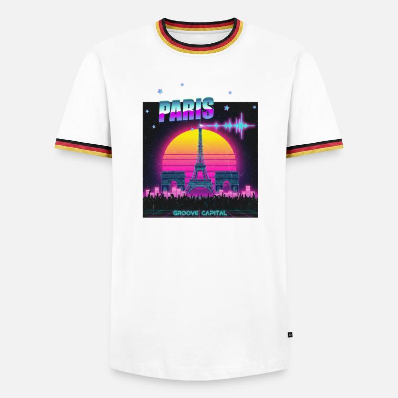 Paris Retro Wave Techno - Men's Ringer Shirt - white/tricolour