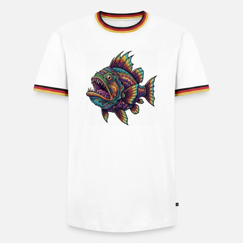 Regenbogenfisch mit Muster - Männer Kontrast-T-Shirt - Weiß/Dreifarbig